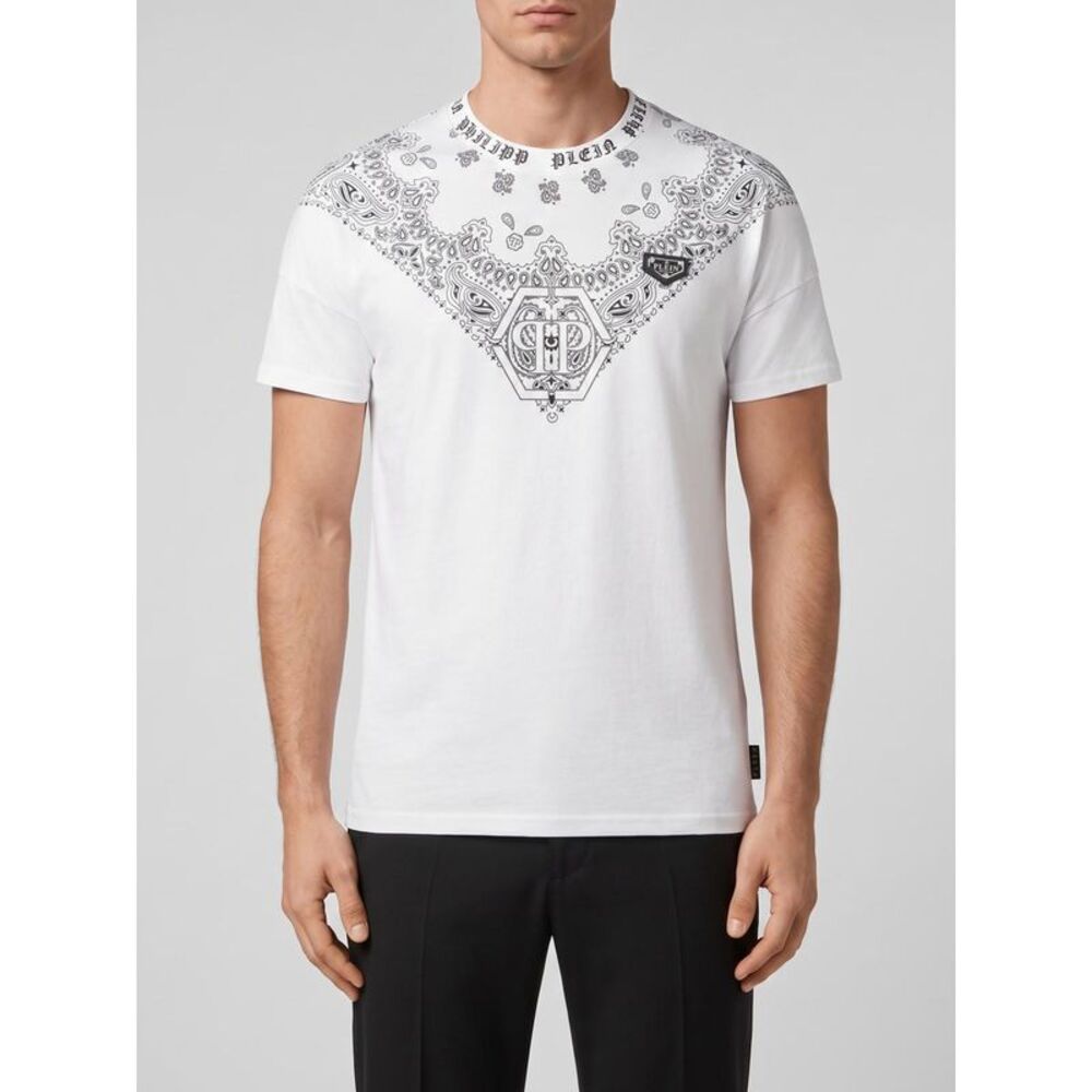 Philipp Plein Men Philipp Plein Slim Fit Cotton T-Shirt With Bandana Print